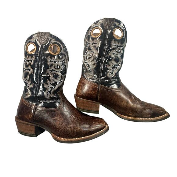 Ariat Heritage Roughstock Brown Leather Square Toe Cowboy 10.5W Western Grunge